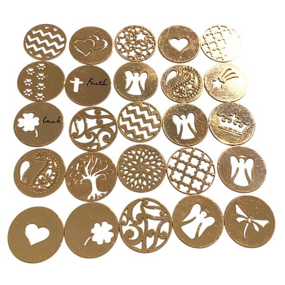 75-Piece Rose Gold 22mm Decorative Circle Floating Lockets Jewelry Supplies - Picture 4 of 6